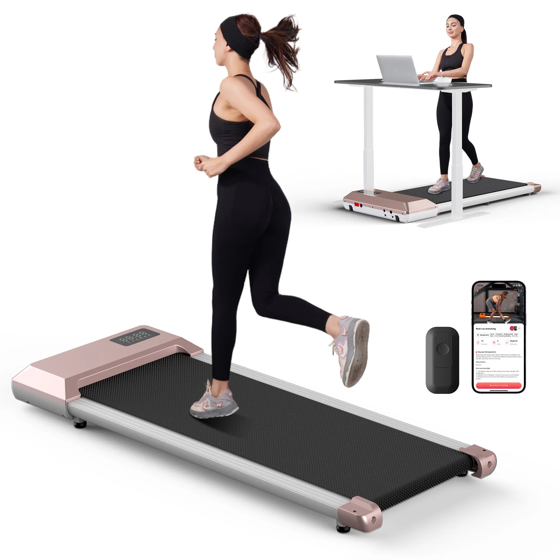 Tapis de course domestique 300 lbs – 2,5 HP | Machine 2-en-1 pour marche et course avec écran LCD et suivi numérique des performances