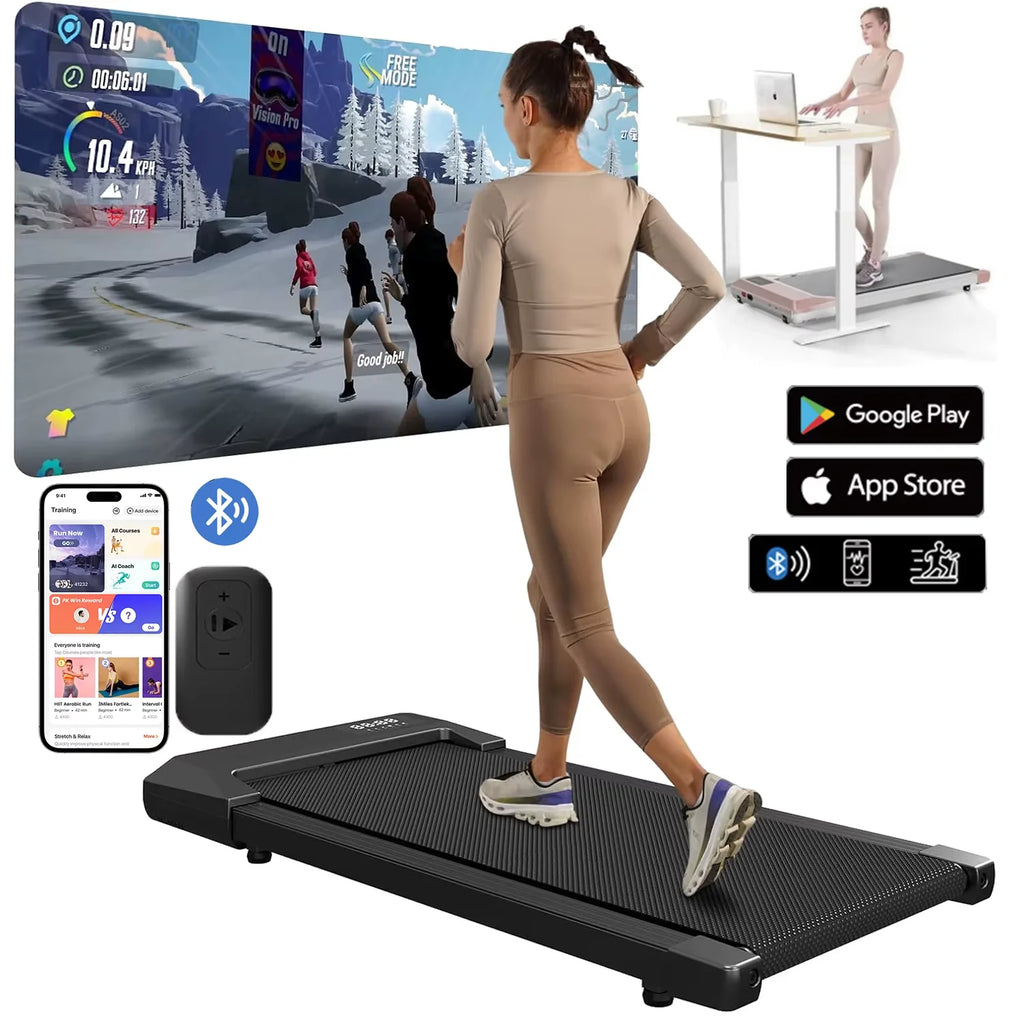 Tapis de course domestique 300 lbs – 2,5 HP | Machine 2-en-1 pour marche et course avec écran LCD et suivi numérique des performances