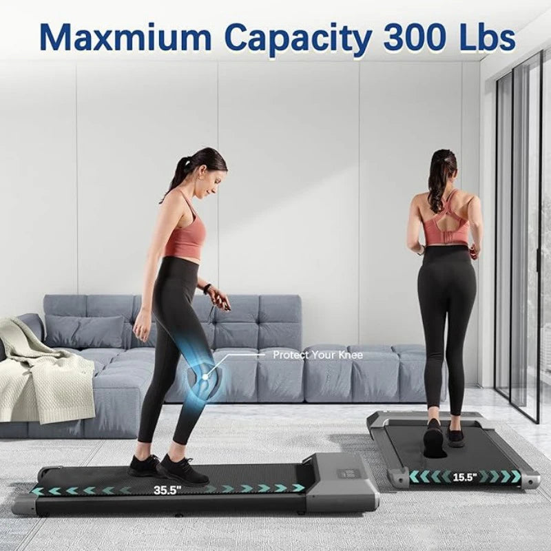 Tapis de course domestique 300 lbs – 2,5 HP | Machine 2-en-1 pour marche et course avec écran LCD et suivi numérique des performances